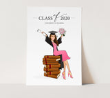Gift: Graduation custom portrait female with books