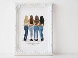 Personalized best friend illustration | Wall Art Portrait | Full body