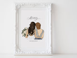 Personalized Mothers day illustration | Wall Art Portrait |  Custom Wedding dresses | Half body
