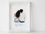 Personalized Couple illustration: Sitting white background Casual