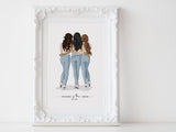 Personalized best friend illustration | Wall Art Portrait | Full body
