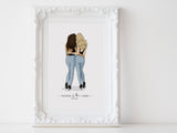 Personalized best friend illustration | Wall Art Portrait | Full body