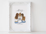 Personalized Mothers day illustration | Wall Art Portrait