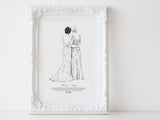 Mother daughter Custom Wedding dresses | full body | water colour or black and white line drawing
