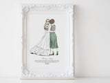 Mother daughter Custom Wedding dresses | full body | water colour or black and white line drawing