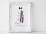 Mother daughter Custom Wedding dresses | full body | water colour or black and white line drawing