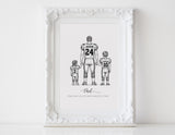 Personalized Football Dad & Child Illustration | Custom Sports Portrait from Photo | Father’s Day Football Gift | Football Family Wall Art