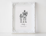 Personalized Football Dad & Child Illustration | Custom Sports Portrait from Photo | Father’s Day Football Gift | Football Family Wall Art