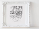 Special venue hand drawn illustration Black and white sketch