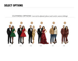 Custom premium Family Christmas illustration Watercolor formal clothing