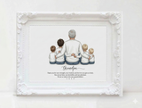Personalized sitting family illustration | Wall Art Portrait | For grandparents
