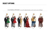 Custom premium Family Christmas illustration Watercolor formal clothing