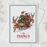 Custom premium Christmas illustration Family Sleigh