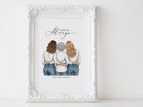 Personalized Mothers day illustration | Wall Art Portrait | Half body