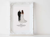 Personalized Father and daughter wedding illustration