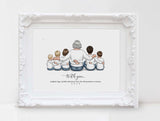Personalized Mothers day illustration | Wall Art Portrait