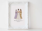 Personalized Mothers day illustration | Custom Wedding dresses | full body