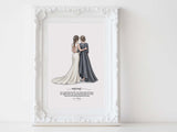 Personalized Mothers day illustration | Custom Wedding dresses | full body