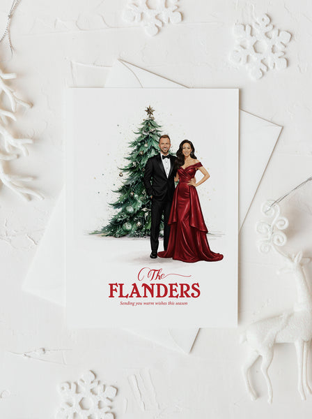Custom premium Family Christmas illustration Watercolor formal clothing