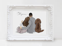 Personalized Couple illustration: Sitting white background