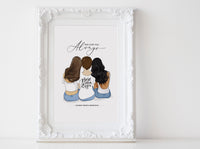 Personalized Mothers day illustration | Wall Art Portrait