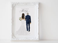 Personalized Father and daughter wedding illustration