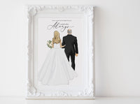 Personalized Father and daughter wedding illustration