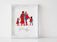 Personalized Superhero family illustration | Wall Art Portrait