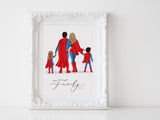 Personalized Superhero family illustration | Wall Art Portrait