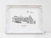 Special venue hand drawn illustration Black and white sketch