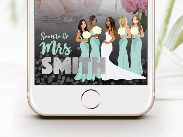 Snapchat Geofilter: Custom portrait illustration of the bridal party