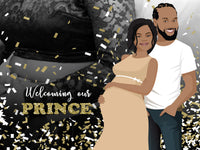Snapchat Geofilter: Baby shower portrait illustration of the couple