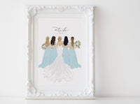 Gift: Group Bride and bridesmaids with dress