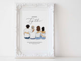 Personalized sitting family illustration | Wall Art Portrait | For grandparents